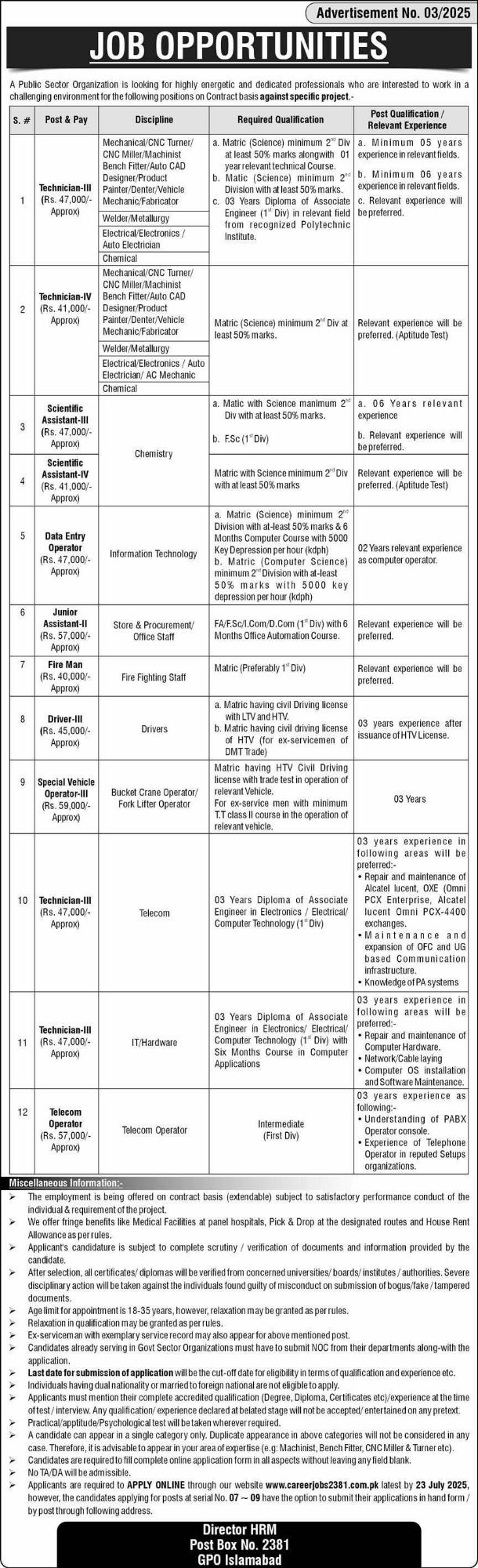 Govt Sector announced multiple vacancies in&nbsp;Islamabad