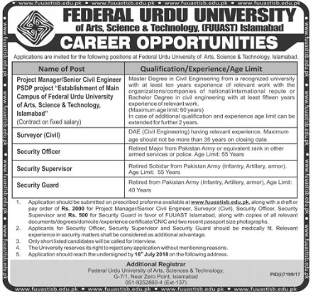 Federal Urdu University&nbsp;Jobs