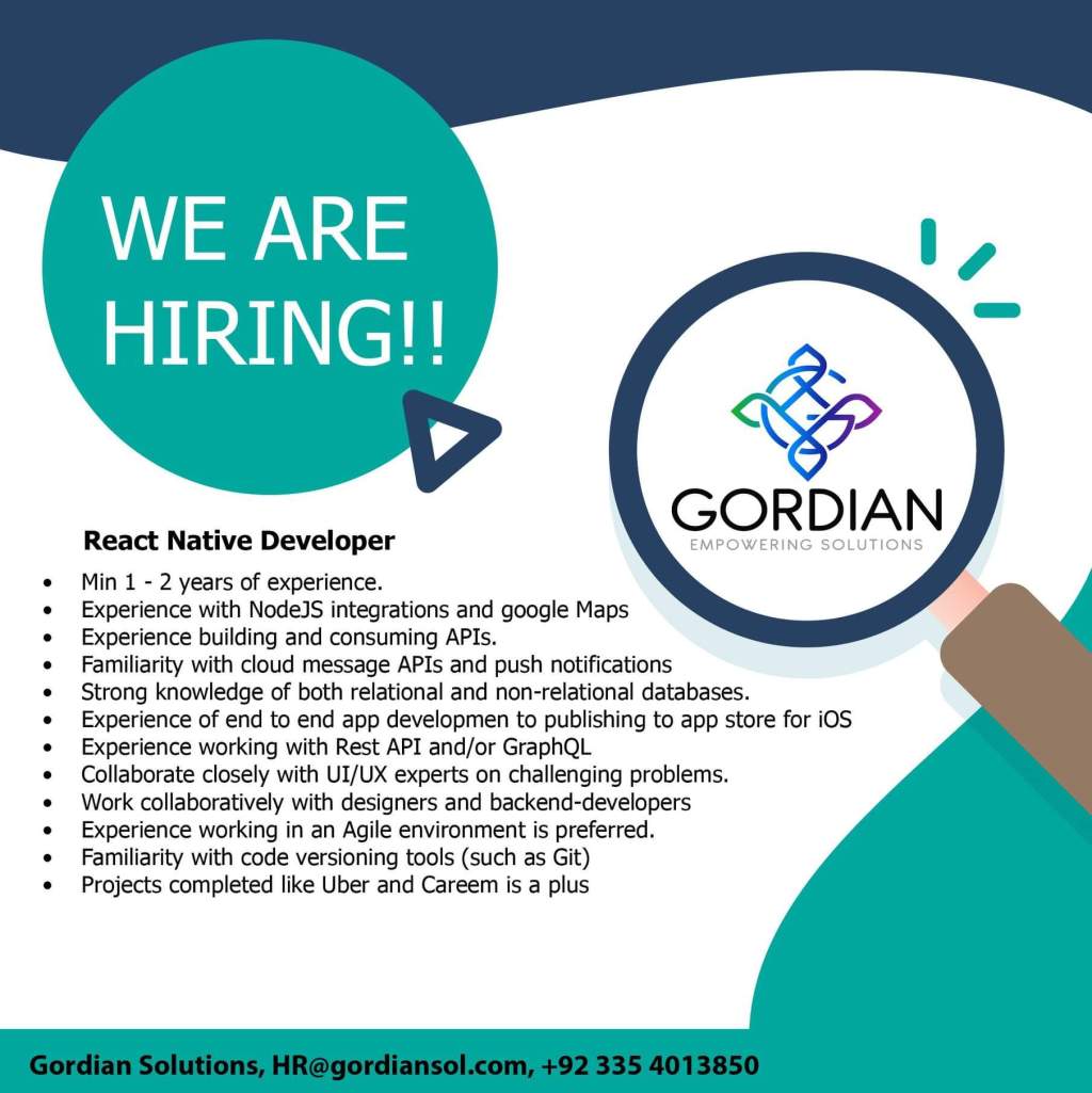 React Native Developer&nbsp;Requires