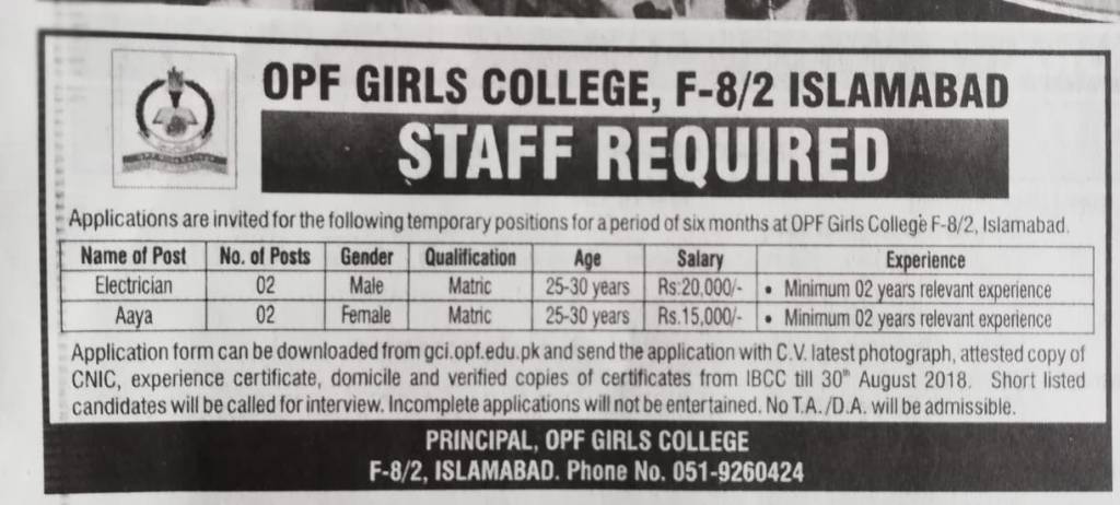 School Staff Required